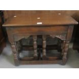 Reproduction oak 17th century style side table with two matching smaller tables. (3) (B.P. 21% +