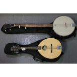 Hudson Guitar Co. banjo with case, together with an Ozark Professional mandolin. (2) (B.P. 21% +