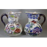 Two 19th century Mason's Ironstone jugs with snake/serpent handles, one transfer printed, the