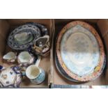 Two boxes of assorted china to include: petite Shelley 'Melody' sauce boat and stand, Carlton ware
