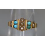 A 15ct Turquoise and pearl ring. Ring size N. Approx weight 2.1 grams. (B.P. 21% + VAT)