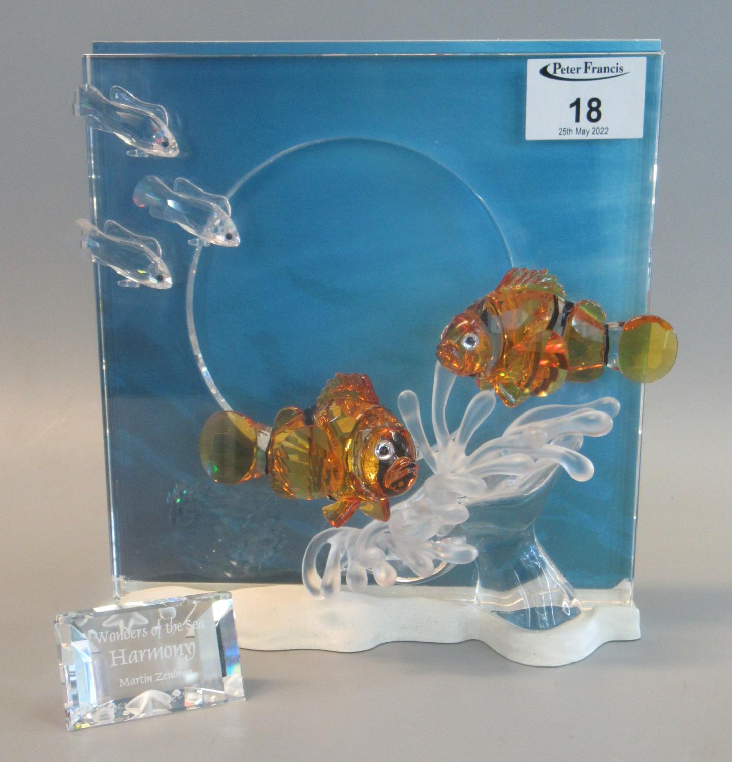 Swarovski crystal glass 'Wonders of the Sea' group 'Harmony'. 21cm high approx. Together with