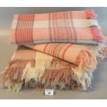 Three Welsh tartan blankets or rugs. (B.P. 21% + VAT)