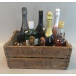 Wooden G.R Smith & Co. Ltd. crate containing bottles of alcohol to include: Gordons Gin, M&S