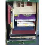 Box of assorted hardback books to include 'English and American Steam Carriages and Traction