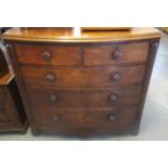 Victorian mahogany bow fronted chest of two short and three long graduated drawers. 120cm wide