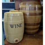 Large earthenware barrel and another ceramic barrel with lid