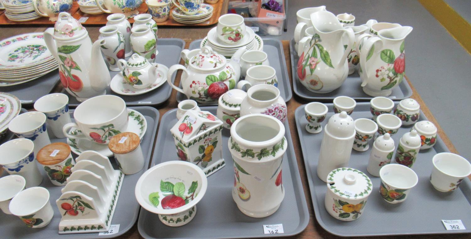 Six trays of Portmeirion Pomona tea and coffeeware, selection of jugs, egg cups, salt and pepper