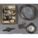 A shell cameo bracelet, silver bangle, a cameo ring pendant and earrings set in 800 silver and a
