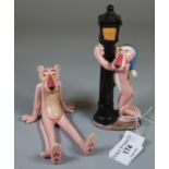 United Artists china study of a seated Pink Panther together with another study of a Pink Panther