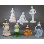 Collection of Royal Doulton and Coalport bone china figurines to include: 'Fragrance', 'Star