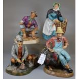 4 Royal Doulton matt finish figures to include: 'Thanksgiving', 'Bon Appetite', Old Meg' and '