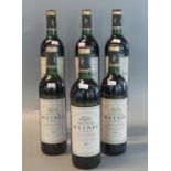 Six bottled of French red wine, Chateau Meyney Cru Bourgeois, Saint Estephe. 75cl. Three from 1986