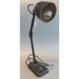 Early 20th century black ground anglepoise desk lamp, with loaded base. (no plug) (B.P. 21% + VAT)