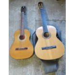 Dalma Nova acoustic six-string guitar, together with a similar Hokada model 3150 acoustic six-