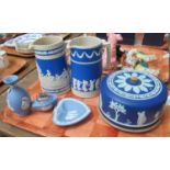 Tray of Wedgwood and Spode to include Wedgwood 'Etruria' cheese bell on a wooden base in Jasper ware