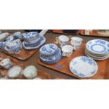Collection of Tuscan China part teaware decorated in blue on a white ground with Chinese dragons, to