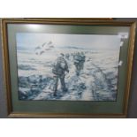 After David Whittley, 'The Road to Stanley', a Falklands war scene, coloured print, limited