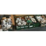 Four boxes of assorted china to include: white Shelley part coffee ware, cups and saucers, tea