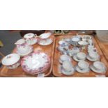 Two trays of assorted china to include: Swansea English fine bone china part teaware decorated