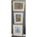 Arthur Giardelli, three small watercolours to include 'Temple of Heaven, Peking', 'The Lagoon,