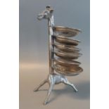 Novelty silver plated 6 section table hors d'oeuvre stand in the form of a giraffe. (B.P. 21% + VAT)