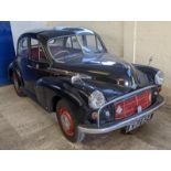 1955 Morris Minor 4 four door saloon car. Reg no ESU 624, SERIES 11, split screen version with