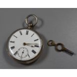 A silver keywind pocket watch with subsidy seconds dial. With Key. (B.P. 21% + VAT)