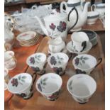 Tray of Royal Albert 'Masquerade' coffeeware to include: 6 coffee cups and saucers, coffee pot, 2