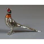 Modern silver and enamel Saturno study of a pheasant, marked 925. 1.4 Troy oz approx.
