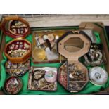 Tray of assorted vintage jewellery, together with glass Atlas ball, watches etc (B.P. 21% + VAT)