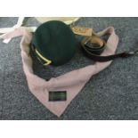 Hat box containing Scouting Leader's cap, belt and neck scarf. (B.P. 21% + VAT)