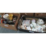 Two boxes of assorted pottery and china to include: Royal Albert 'Celebration' part teaware to