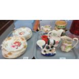 Two trays of assorted china and ceramics to include: tray with early 19th century Staffordshire