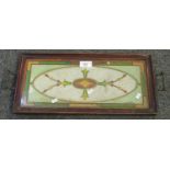 Glass panel, possibly from a door originally, made into wooden framed tea tray with brass