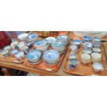 Three trays of 19th century Spode etc. to include: various teacups and coffee cups and tea bowls