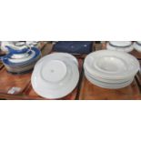 Three trays of china items to include: 8 large Aynsley 'Sheraton' fine bone china dinner plates,