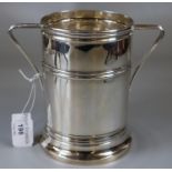 Silver two handled straight sided loving mug, by William Hutton & sons, Sheffield. 15.3 Troy oz