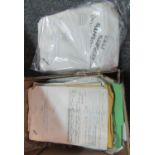 Box containing three sets of railway incident reports - one labelled 1983, one 1984 and a folder