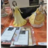 Two Royal Doulton figurines 'November Topaz' and 'Coralie'. Handmade and hand decorated, in original