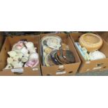 Three boxes pf assorted china etc. to include: Wedgwood 'Meadow Sweet' part coffee ware,