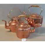 Three similar vintage copper and brass kettles(3). (B.P. 21% + VAT)