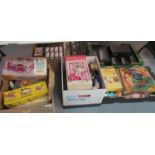 3 Boxes of vintage toys, dolls and accessories, to include: Pelham Puppet in original box, Marx