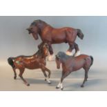 Two Beswick china horses, together with a Beswick stallion. (3) (B.P. 21% + VAT)