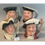 4 Royal Doulton character jugs, to include: Sir Thomas More, Dick Whittington, King Henry VIII and