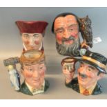 4 Royal Doulton character jugs to include: Merlin, The Auctioneer, The Collector and another (4) (