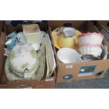 Two boxes of assorted china to include: Bisto, England china tureen, stand and ladle decorated