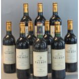 Ten bottles of French red wine, Grand Cru Classe, Chateau Talbot, Saint-Julien (one marked