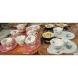 Two trays of assorted china, to include: two Royal Albert 'Forget-me-Not' cups with biscuit saucers,