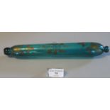 19th Century coloured glass decorative rolling pin with painted floral decoration and text 'I wish